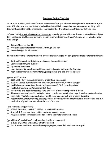 Business Entity Checklist onboarding - Business Entity Checklist For us ...