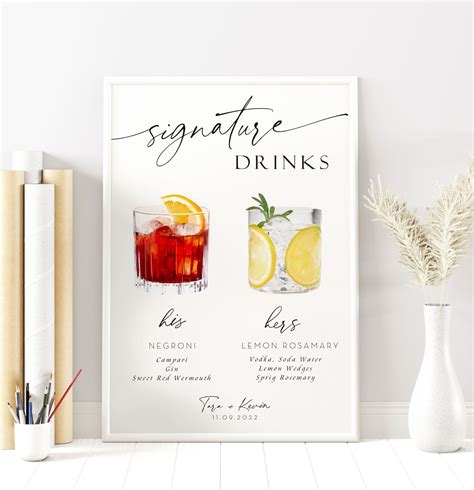 Editable Signature Drink Sign Printable Signatute Cocktail - Etsy