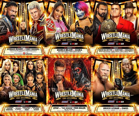 Full match card graphic for tonight's Wrestlemania 39: Night 2 (4/2 ...