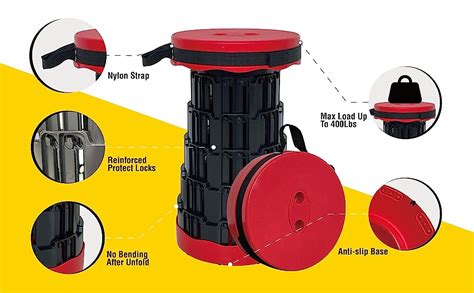 Gnastas Upgraded-Portable Retractable Folding Stool, Collapsible ...