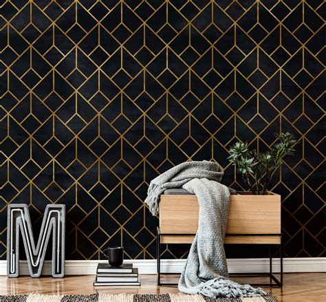 Gold And Black Geometric Wallpaper
