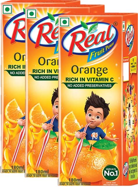 Real Orange Juice 180 ml ( PACK OF 3 ) : Amazon.in: Grocery & Gourmet Foods