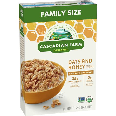 Cascadian Farm Organic Oats and Honey Granola Cereal, 22.4 oz - Walmart.com