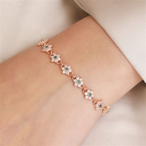 Floral Rose Gold Plated 925 Sterling Silver Bracelet – Zavya
