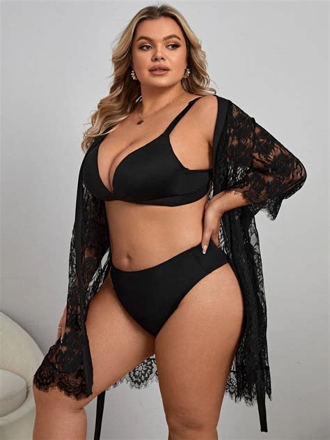 Wholesale Plus Size Erotic Lingerie Flower Lace Mesh Night Robe ...