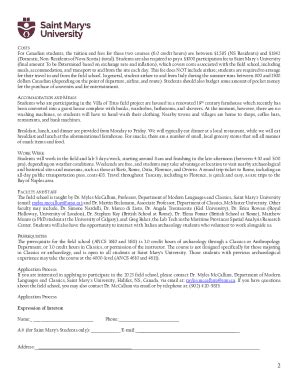 Fillable Online Department of Modern Languages and Classics, Saint Mary ...