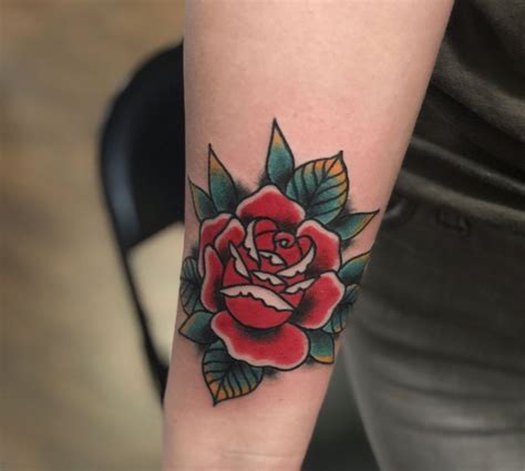 American Traditional Tattoo Rose - Forearm Tattoo Ideas