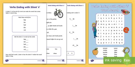 Verbs Ending in Silent 'e' Activity Sheets | Twinkl