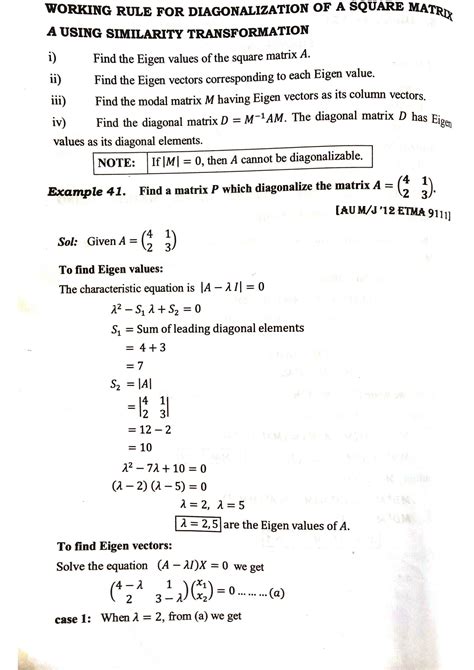 SOLUTION: Engineering mathematics l diagonalization of a matrix using ...