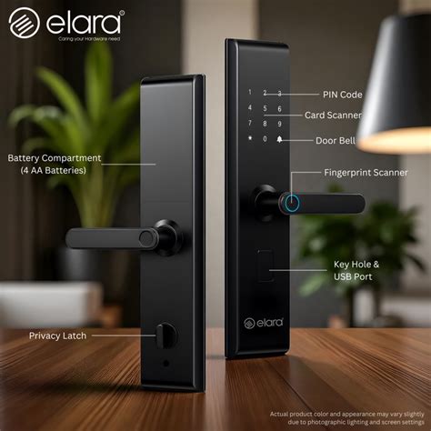 Elara Echo Lite Smart Door Lock, Fingerprint, Card, App, OTP, Keys, PI ...