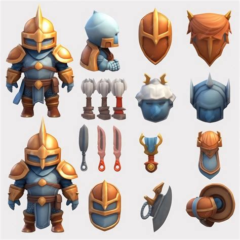 Premium Photo | A collection of different types of knights and weapons.