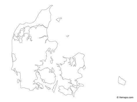 Outline Map of Denmark | Free Vector Maps