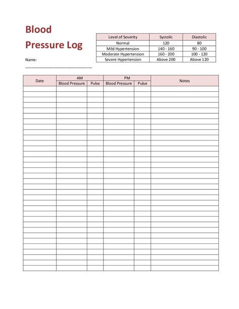 2026 Blood Pressure Log Chart - Fillable, Printable PDF & Forms | Handypdf