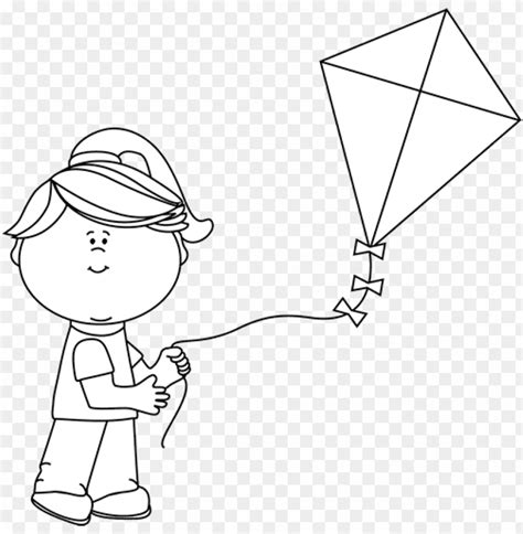 Free download | HD PNG black and white boy flying a kite boy flying a ...