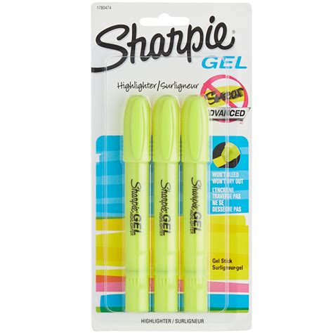 Sharpie 1780474 Fluorescent Yellow Bullet Tip Style Gel Highlighter - 3 ...