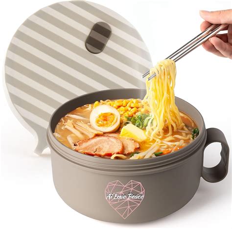 Amazon.com | AI LOVE PEACE Microwave Ramen Bowl,Ramen Cooker BPA Free ...