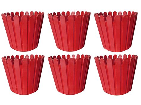 Wonderland (Red, Set of 6 Fence Fresh Plastic Garden Pot, Planter ...