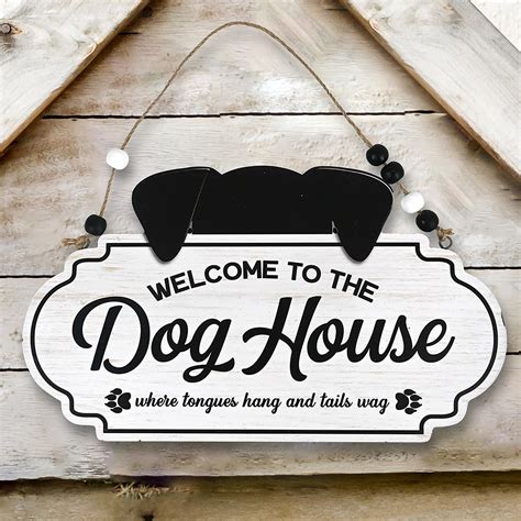 Amazon.com : All Chic Dog Signs for Home Decor Dog Sign Front Door Sign Welcome to the Dog House ...