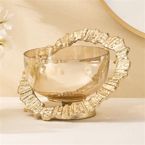 Buy Moksha Brew Glass and Metal Starburst Decorative Bowl from Home ...