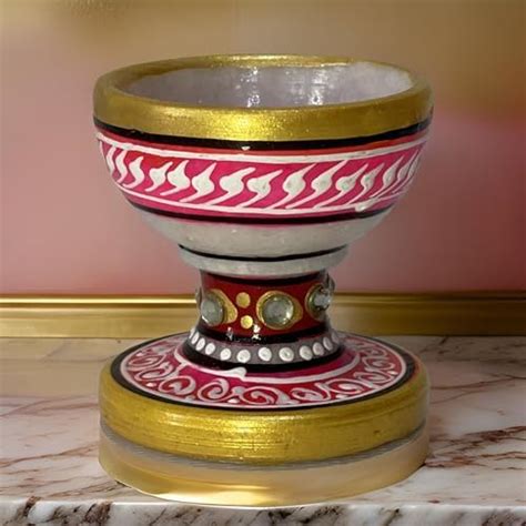 Buy MARVELLMARBLES Marble Diya Stoneware Table Diya/Oil lamp for Puja ...