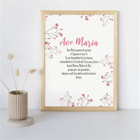 Hail Mary Prayer Ave Maria Italian Catholic Prayer Printable - Etsy