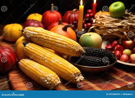 A Display of Corn and Fruits To Represent Fertility during Kwanzaa Stock Image - Image of ...