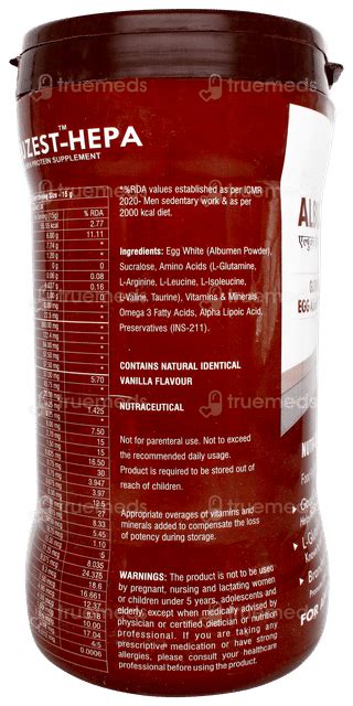 Albuzest Hepa Vanilla Flavour Sugar Free Powder 400 Gm - Uses, Side ...