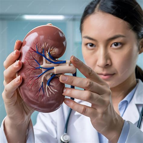 Premium Photo | A doctor holding human kidney model in her hands close up view ai generative