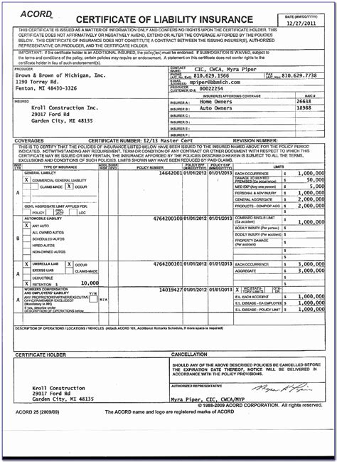 Liability Insurance Certificate 的图像结果