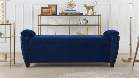 RESHUZ Taylor Velvet Tufted Storage Bench Ottoman Pouffe Footstool Sofa ...
