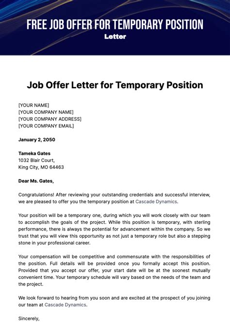 Temporary Job Offer Letter Format In Korean Age - Infoupdate.org