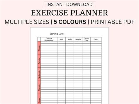 Exercise Template Printable 的图像结果