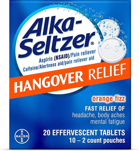 Alka-Seltzer Hangover Relief Tablets - Fast Relief for Headaches, Body ...