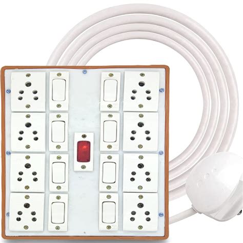 ALANG PRODUCTS PINS N Plugs (8+8) Plastic Brown Extension Board Multi ...
