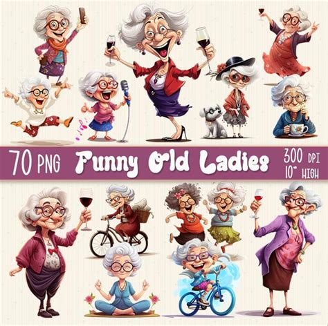 70 PNG Funny Cheerful Old Lady Clipart, Old Couple, Joyful Woman ...