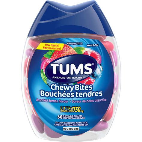 TUMS Chewy Bites Berry Flavor Antacid Tablets - Fast Relief for Heartburn, Indigestion & Sour ...