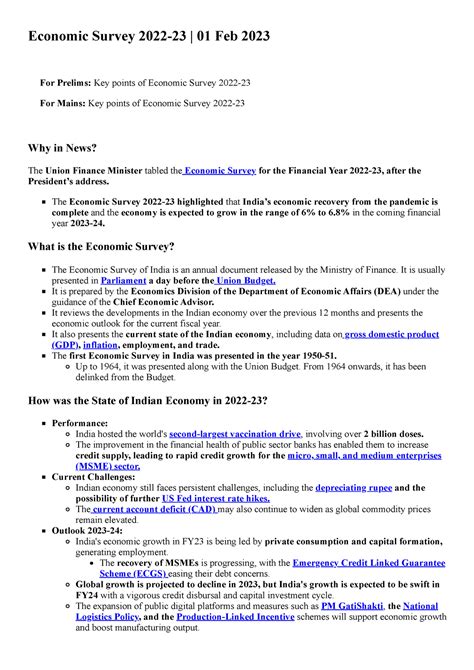 Economics Survey 2022-2023 Note by Drishti New - Economic Survey 2022 ...