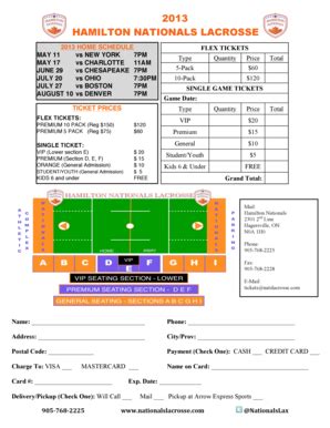 Fillable Online 2013 TICKET ORDER FORM - Major League Lacrosse Fax ...