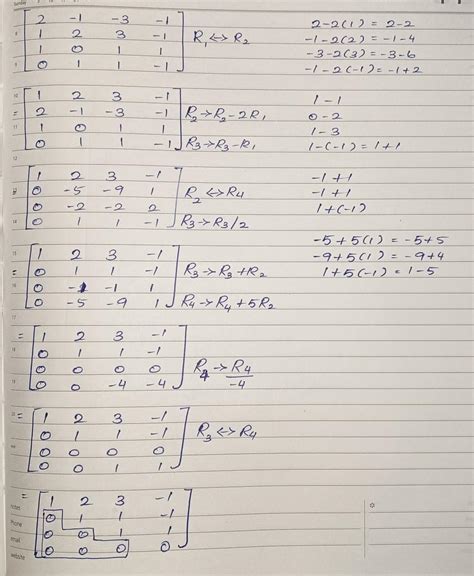 Convert the matrix into reduced row echelon form [[2, - 1, - 3, - 1 ...