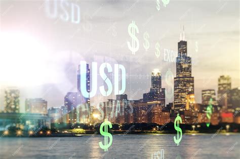 Premium Photo | Virtual usd symbols illustration on chicago skyline ...