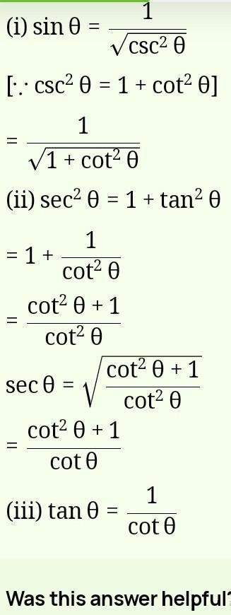 Express tan theta cos theta sec theta in terms of cot theta - Brainly.in