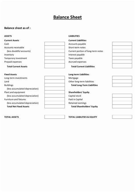 Personal Financial Statement Template Excel Business Balance Sheet with ...