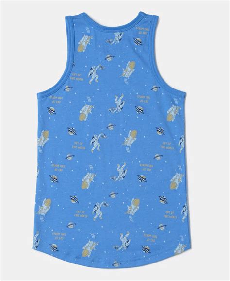 Buy Boy's Super Combed Cotton Printed Tank Top - Palace Blue CB01 ...