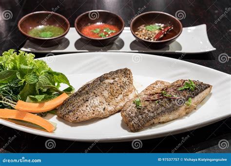 Grilled sea bass stock image. Image of mediterranean - 97537757