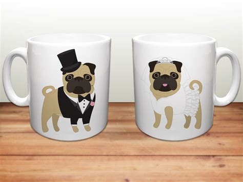 Pug Coffee Mugs Wedding Pugs Ceramic Mugs Pug Lover
