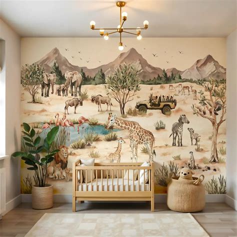 Savanna Jungle Theme Kids Wallpaper | Life n Colors