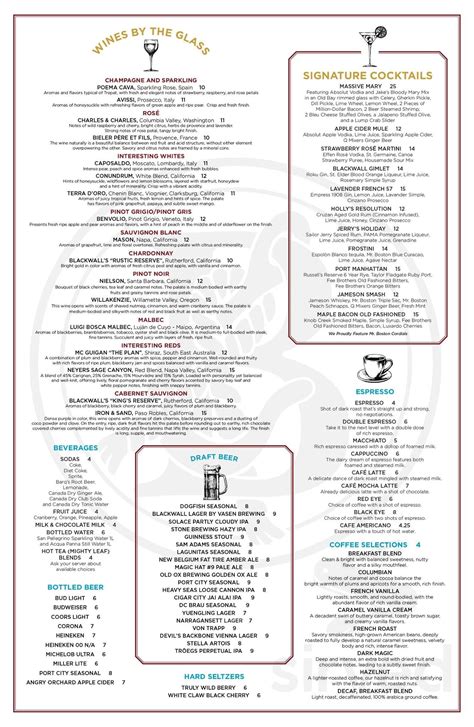 Blackwall Hitch menu in Alexandria, Virginia, USA