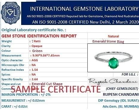 QUARA Gems Natural 5 Ratti Emerald Ring Original Certified Panna Ratan ...
