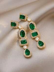 Andkiss Rhinestone Geo Drop Earrings | SHEIN USA