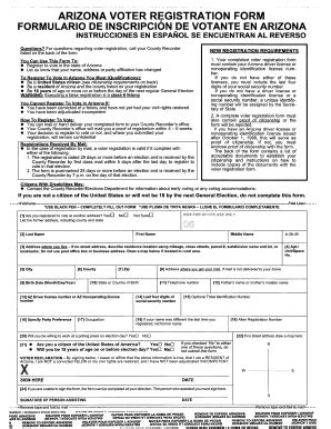 2007 AZ Voter Registration Form - Blank Fillable Template | Fill Out ...